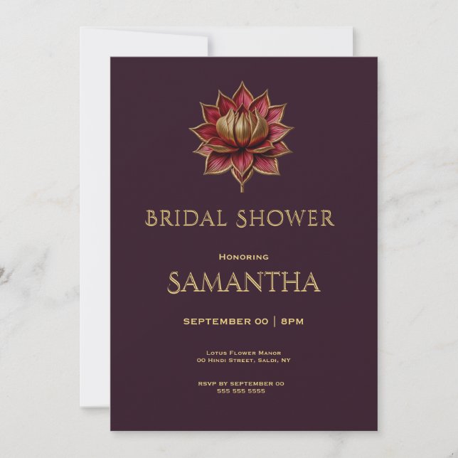 Elegant Plum Gothic Bridal Shower Invite (Front)