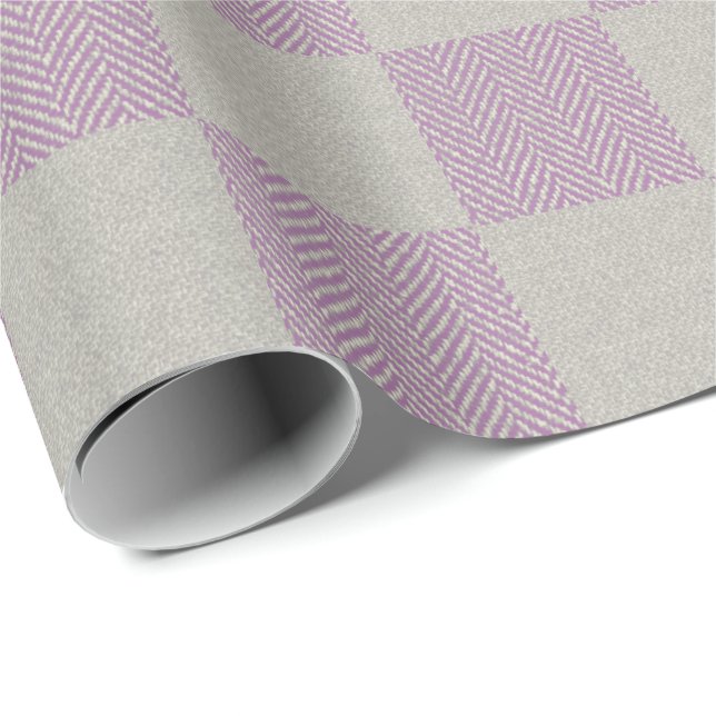 Elegant Plum Grey Buffalo Plaid Pattern Wrapping Paper (Roll Corner)