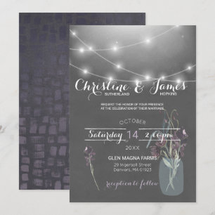 Elegant Plum, Lilac & Grey Wedding Invitation