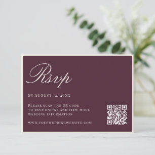 Elegant Plum Old Money Wedding QR Code RSVP Card