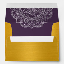 Elegant Plum Paisley Indian Wedding Invitatio