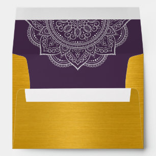 Elegant Plum Paisley Indian Wedding Invitatio Envelope
