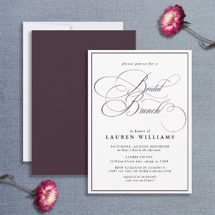 Elegant Plum Purple Calligraphy Bridal Brunch Invitation