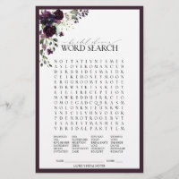 Elegant Plum Purple Floral Bridal Shower Game