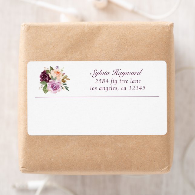 Elegant Plum Purple Floral Business Return Address (Insitu)