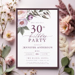 Elegant Plum Purple Floral Script 30th Birthday Invitation<br><div class="desc">Set the tone for a sophisticated celebration with an elegant plum purple floral script birthday invitation. Featuring rich plum tones and delicate floral accents, this design exudes a sense of luxury and refinement. The graceful script typography adds a personalised touch, perfect for a milestone birthday or formal event. Ideal for...</div>