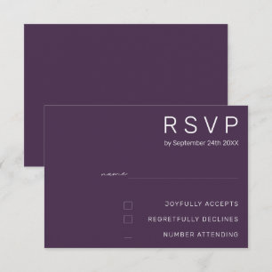 Elegant Plum Purple Minimal Modern Wedding RSVP Invitation