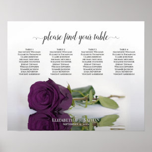 Elegant Plum Purple Rose 4 Table Seating Chart