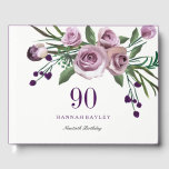 Elegant Plum Purple Rose 90th Birthday Guestbook<br><div class="desc">Elegant Plum Purple Rose 90th Birthday Guestbook

See matching collection in Niche and Nest Store or below

 Design courtesy of: https://www.etsy.com/shop/SmallHouseBigPony</div>