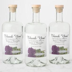 Elegant Plum Purple Rose Chic Wedding Thank You Liquor Bottle Label