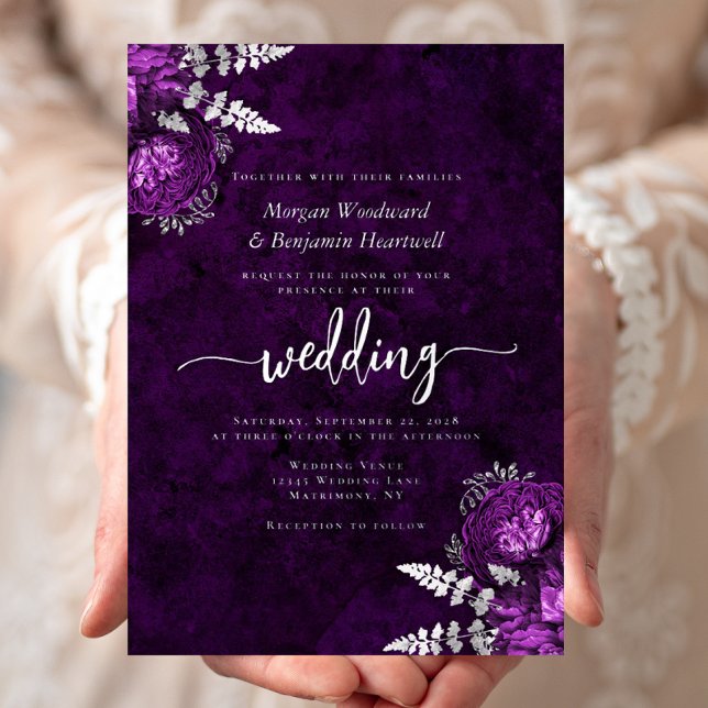 Elegant Plum Purple Silver Floral Wedding (Creator Uploaded)