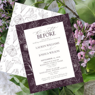 Elegant Plum Purple Wedding Rehearsal Dinner Invitation