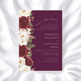 Elegant Plum Rose Wedding Announcement