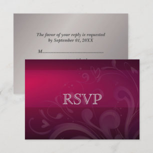Elegant Plum Silver Floral Anniversary RSVP Card