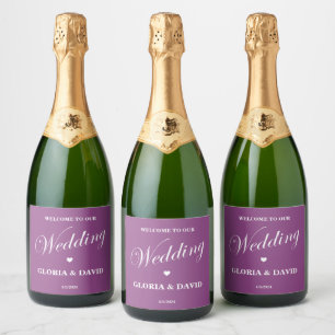 Elegant Plum Wedding Sparkling Wine Label