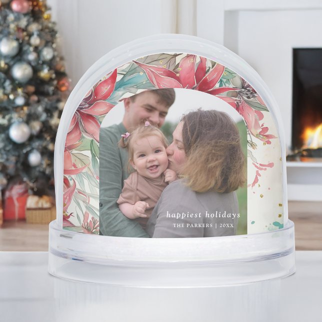 Elegant Poinsettia Botanical Photo Snow Globe (Creator Uploaded)