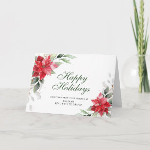 Elegant Poinsettia Christmas Corporate Greeting Holiday Card