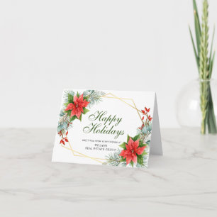 Elegant Poinsettia Christmas Corporate Greeting Holiday Card