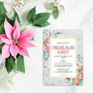 Elegant Poinsettia Christmas Holiday Party Invitation