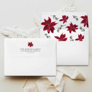 Elegant Poinsettia Christmas Invitation Envelope