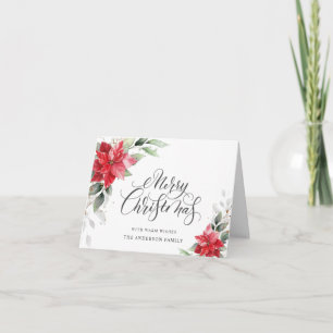 Elegant Poinsettia Christmas Mistletoe Greeting Holiday Card