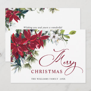 Elegant Poinsettia Christmas Mistletoe Greeting Holiday Card
