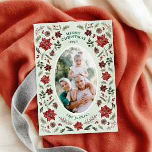 Elegant Poinsettia Christmas Photo Card