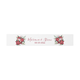 Elegant Poinsettia Christmas Wedding Invitation Belly Band