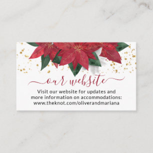 Elegant Poinsettia Christmas Wedding Website Enclosure Card