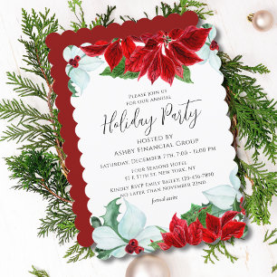 Elegant Poinsettia Corporate Holiday Party Invitation