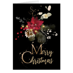 Elegant Poinsettia & Eucalyptus Christmas Card