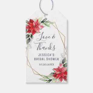 Elegant Poinsettia Floral Bridal Shower Thank You Gift Tags