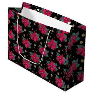 Elegant Poinsettia Floral Pattern Large Gift Bag