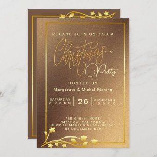 Elegant Poinsettia Gold Christmas  Invitation