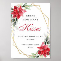 Elegant Poinsettia Guess How Many Bridal Shower Po