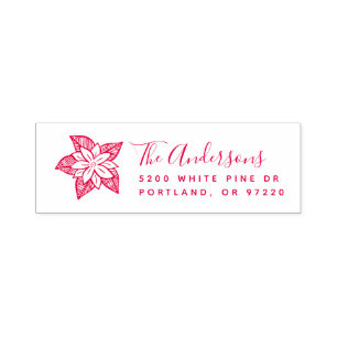 Elegant Poinsettia Holiday Return Address Self-inking Stamp