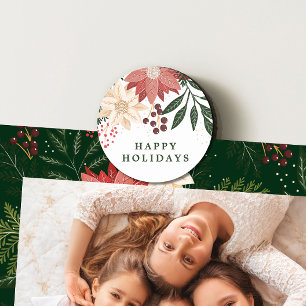 Elegant Poinsettia Merry Christmas Watercolor Magnet