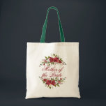 Elegant Poinsettia Personalised Floral Wedding Tote Bag<br><div class="desc">Elegant Poinsettia Floral Mother of the Bride Tote Bag in wintery shades of reds and greens with space for your custom name or other text. Easy to customise with text, fonts, and colours. Created by Zazzle pro designer BK Thompson © exclusively for Cedar and String; please contact us if you...</div>
