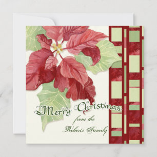 Elegant Poinsettia Photo Christmas Card