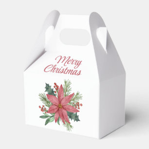 Elegant Poinsettia Red Floral Merry Christmas  Favour Box