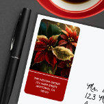Elegant Poinsettias Christmas Return Address Label<br><div class="desc">Personalised return address labels feature beautiful red and gold poinsettias and leaves. MATCHING holiday invitations and greeting cards in our collection.</div>