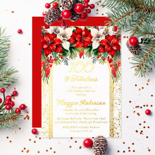 Elegant Poinsettias Floral 100th Birthday Party