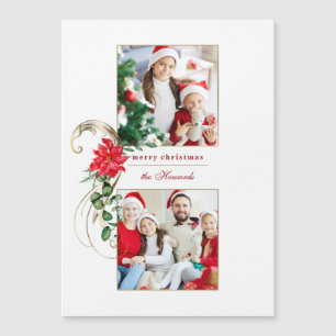 Elegant Poinsettias & Gold Scrolls 2-Photo