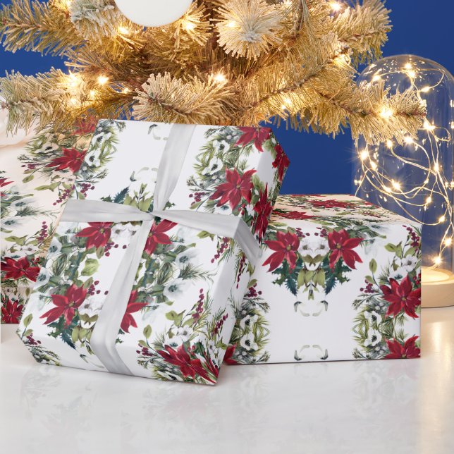 Elegant poinsettias wrapping paper (Holidays)