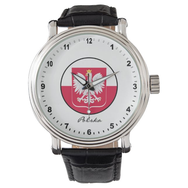 Elegant Poland Watch & Polish Flag / Warsaw (Front)