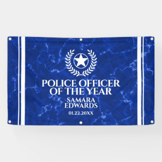 Elegant Police Officer of the Year Blue Marble Banner