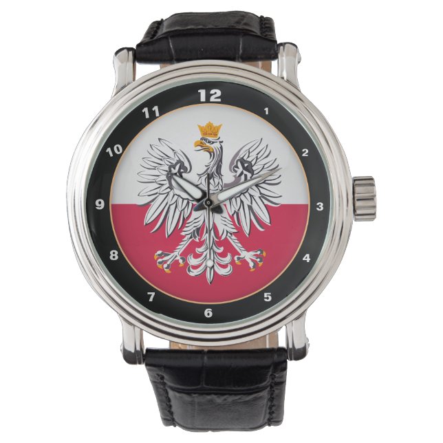 Elegant Polish Flag, Eagle, Poland fashion /design Watch (Front)