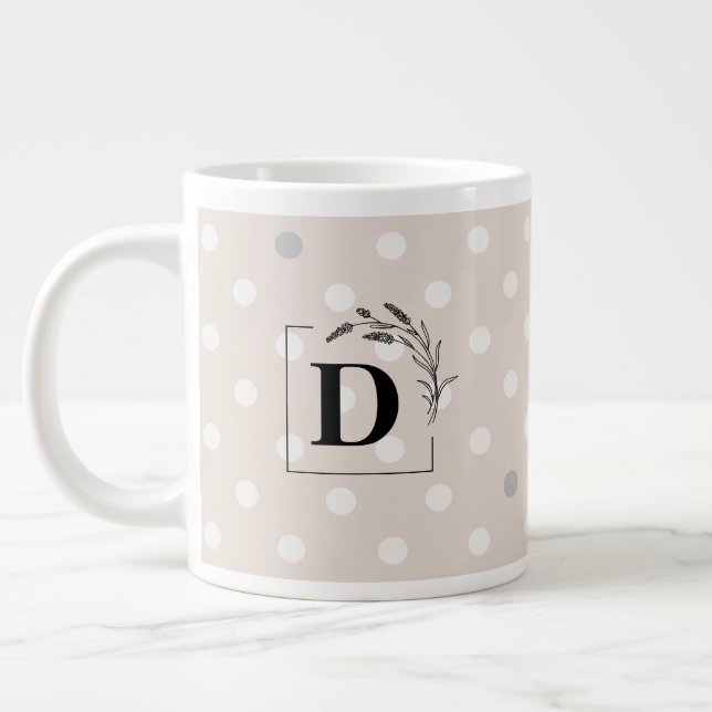Elegant Polka Dot Monogram Mug – Customizable Gift (Left)