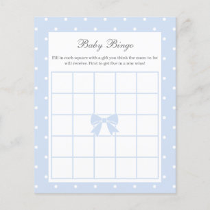 Elegant Polka Dots Baby Boy Shower Baby Bingo Game