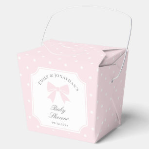 Elegant Polka Dots Baby Pink Bow Girl Baby Shower Favour Box